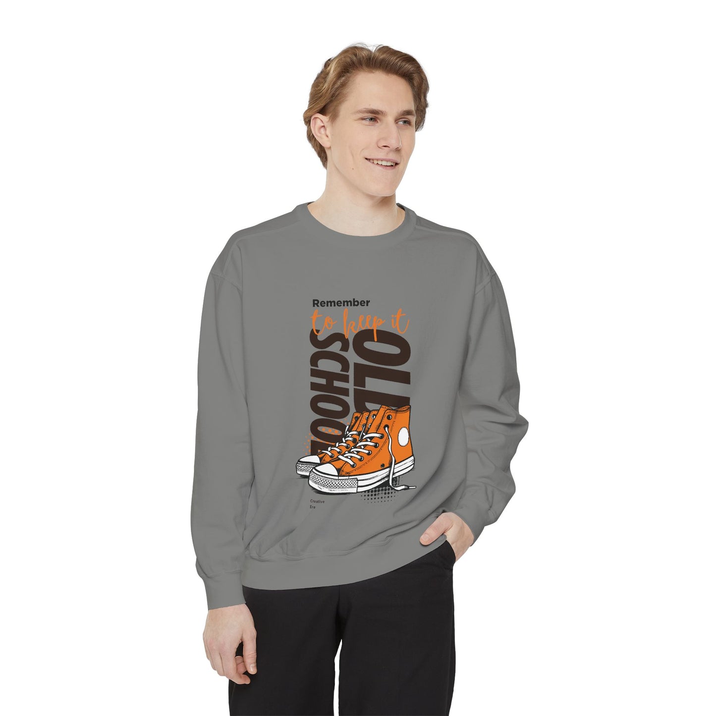 Retro Garment-Dyed Sweatshirt with Converse Design, Unisex Casual Wear, Cozy Fall Fashion, Gift for Friends, Remember to Keep it 110