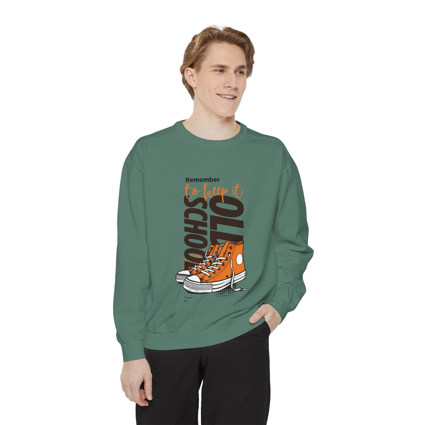 Retro Garment-Dyed Sweatshirt with Converse Design, Unisex Casual Wear, Cozy Fall Fashion, Gift for Friends, Remember to Keep it 110