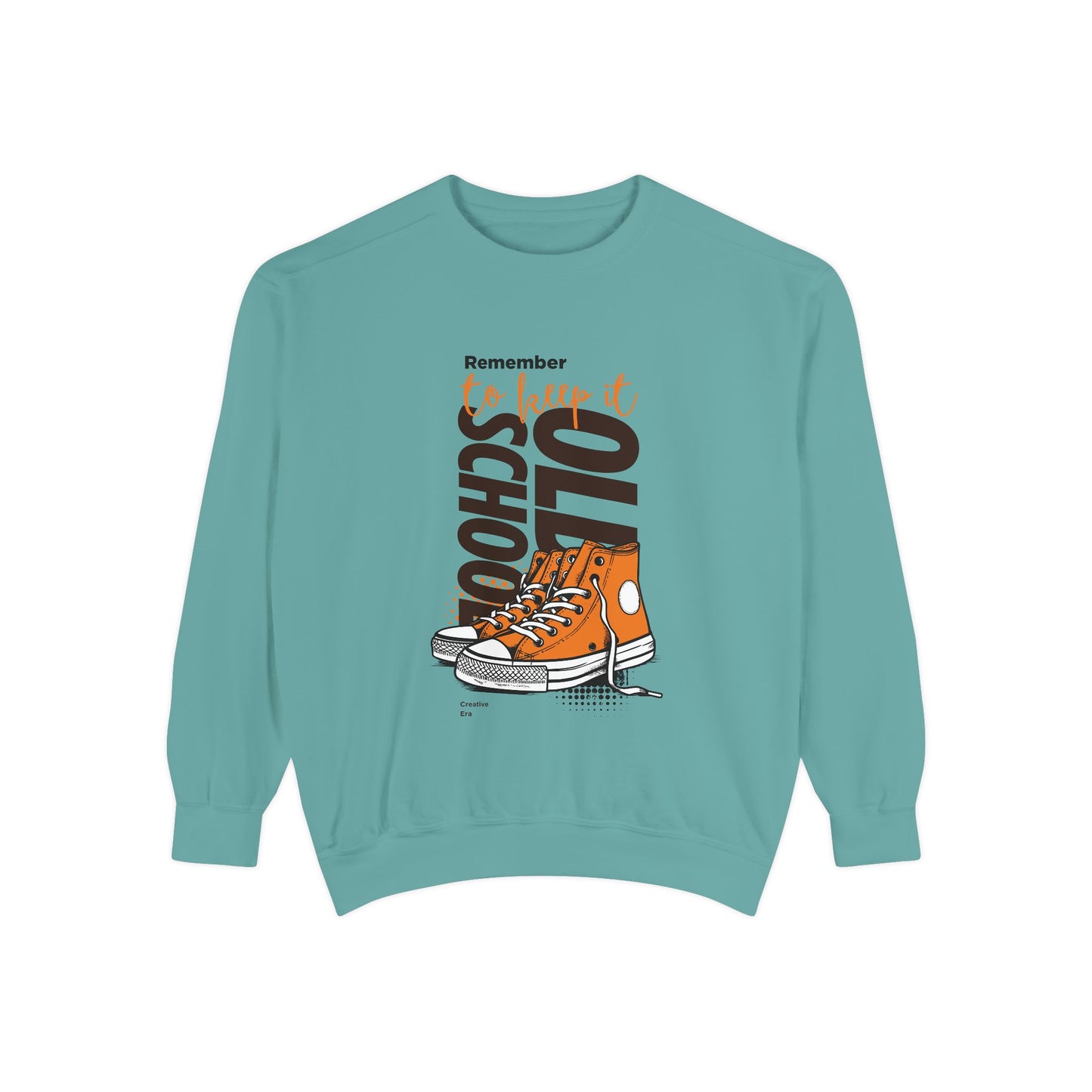 Retro Garment-Dyed Sweatshirt with Converse Design, Unisex Casual Wear, Cozy Fall Fashion, Gift for Friends, Remember to Keep it 110