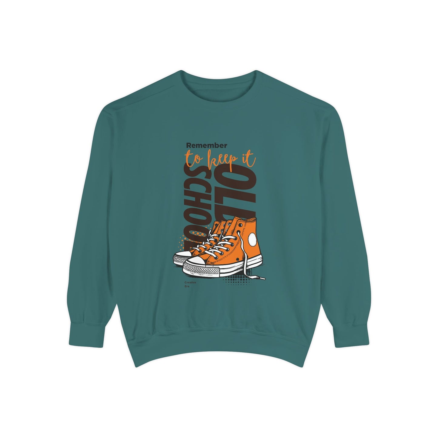 Retro Garment-Dyed Sweatshirt with Converse Design, Unisex Casual Wear, Cozy Fall Fashion, Gift for Friends, Remember to Keep it 110