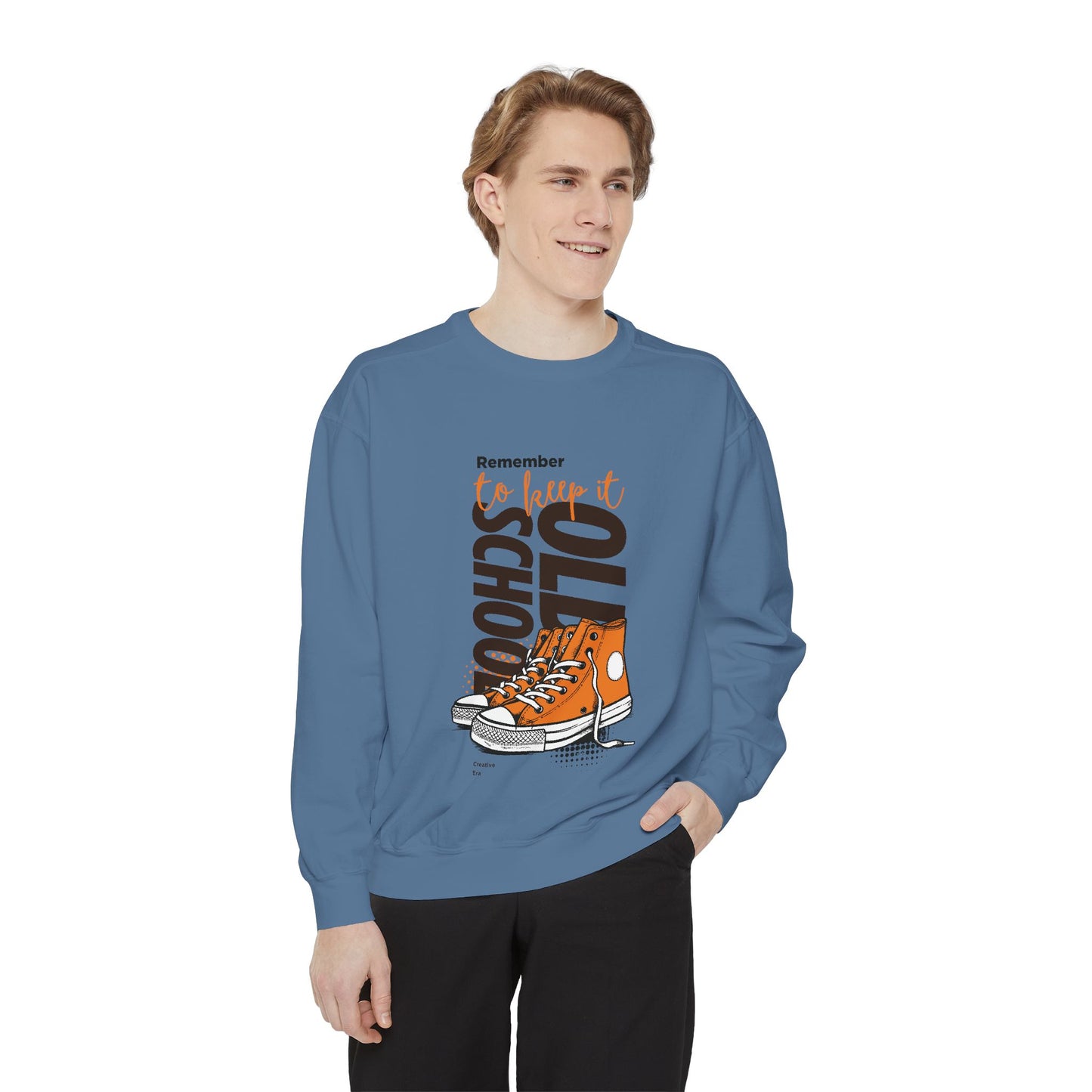 Retro Garment-Dyed Sweatshirt with Converse Design, Unisex Casual Wear, Cozy Fall Fashion, Gift for Friends, Remember to Keep it 110