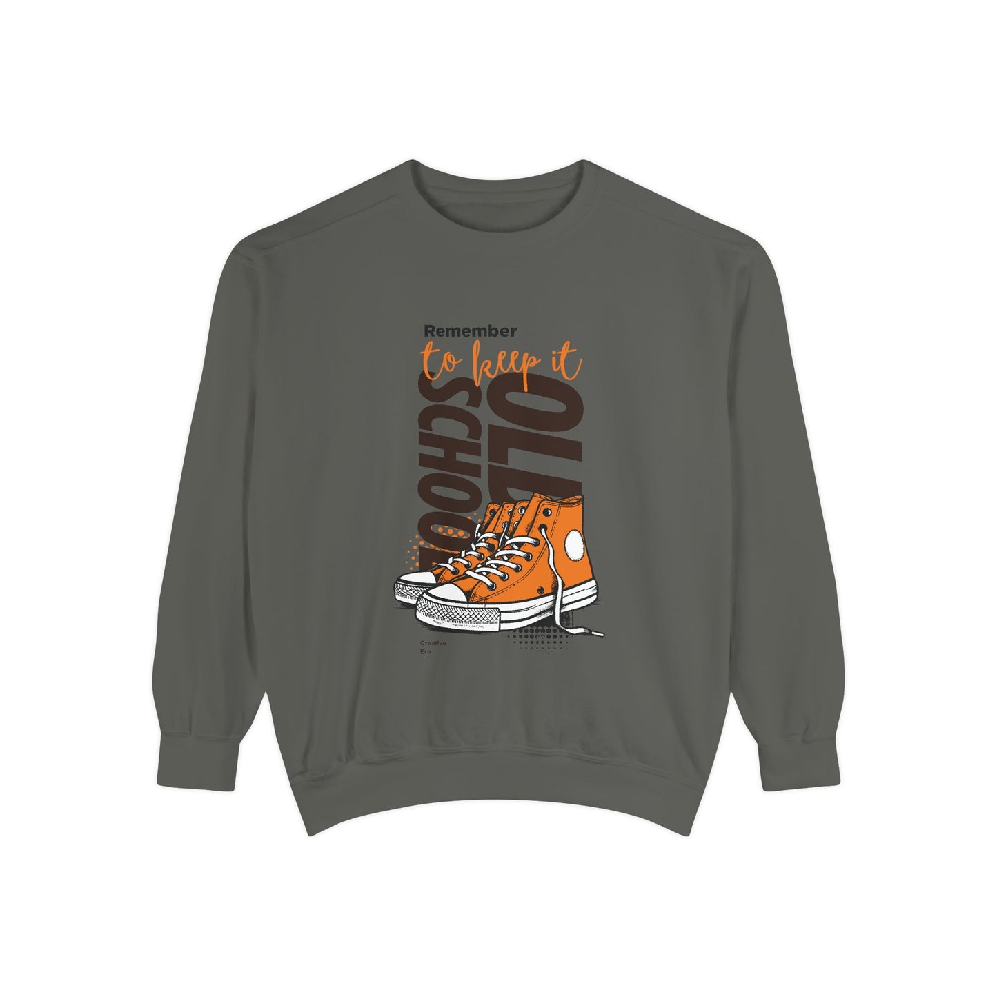 Retro Garment-Dyed Sweatshirt with Converse Design, Unisex Casual Wear, Cozy Fall Fashion, Gift for Friends, Remember to Keep it 110