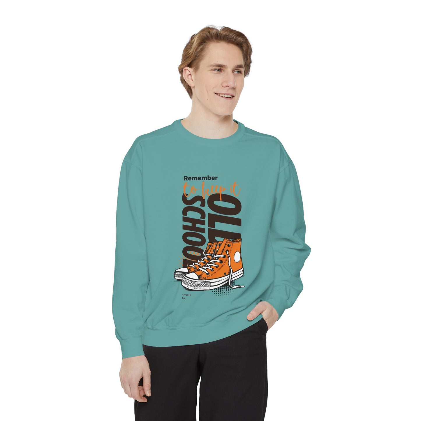 Retro Garment-Dyed Sweatshirt with Converse Design, Unisex Casual Wear, Cozy Fall Fashion, Gift for Friends, Remember to Keep it 110