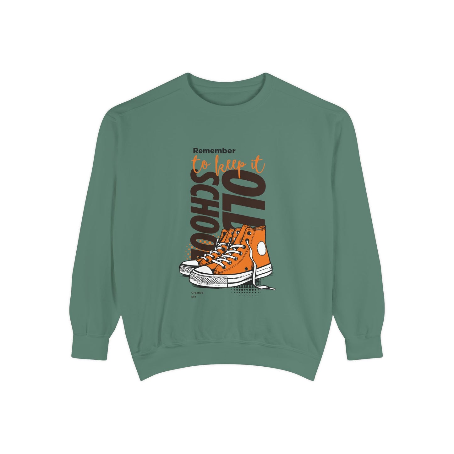 Retro Garment-Dyed Sweatshirt with Converse Design, Unisex Casual Wear, Cozy Fall Fashion, Gift for Friends, Remember to Keep it 110