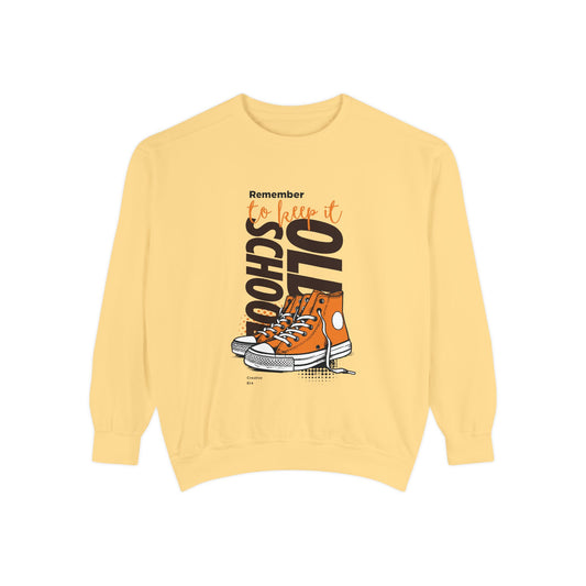 Retro Garment-Dyed Sweatshirt with Converse Design, Unisex Casual Wear, Cozy Fall Fashion, Gift for Friends, Remember to Keep it 110