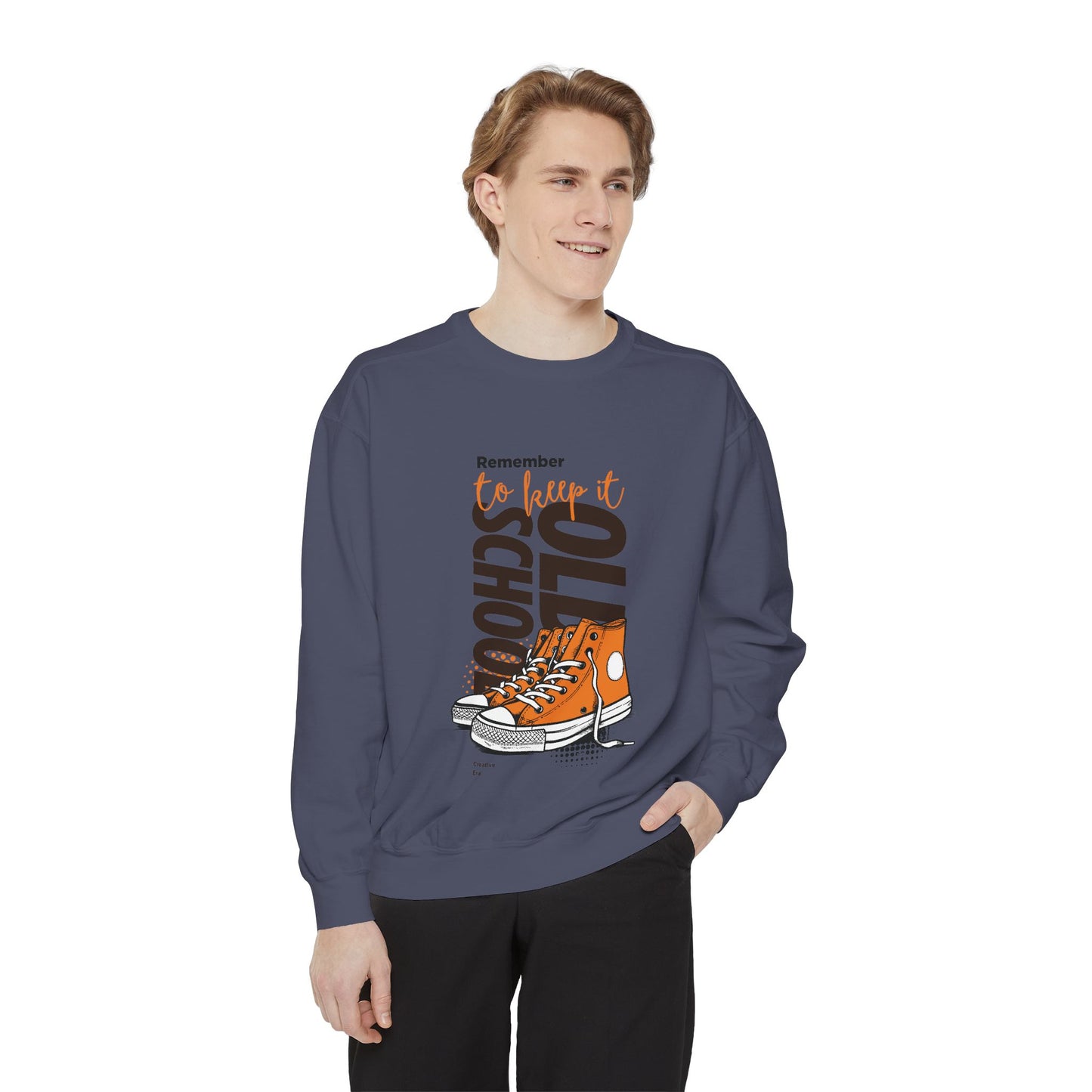 Retro Garment-Dyed Sweatshirt with Converse Design, Unisex Casual Wear, Cozy Fall Fashion, Gift for Friends, Remember to Keep it 110