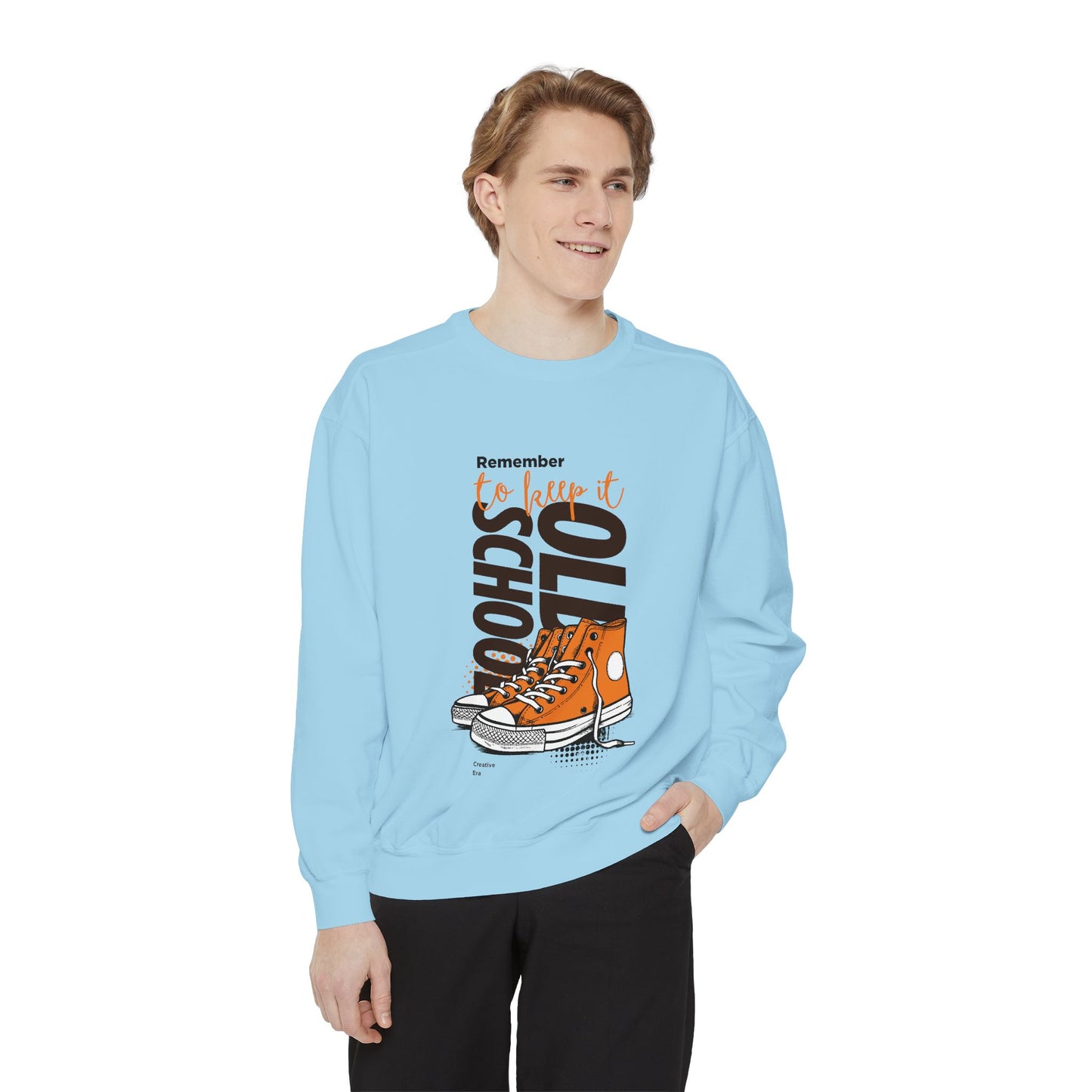 Retro Garment-Dyed Sweatshirt with Converse Design, Unisex Casual Wear, Cozy Fall Fashion, Gift for Friends, Remember to Keep it 110