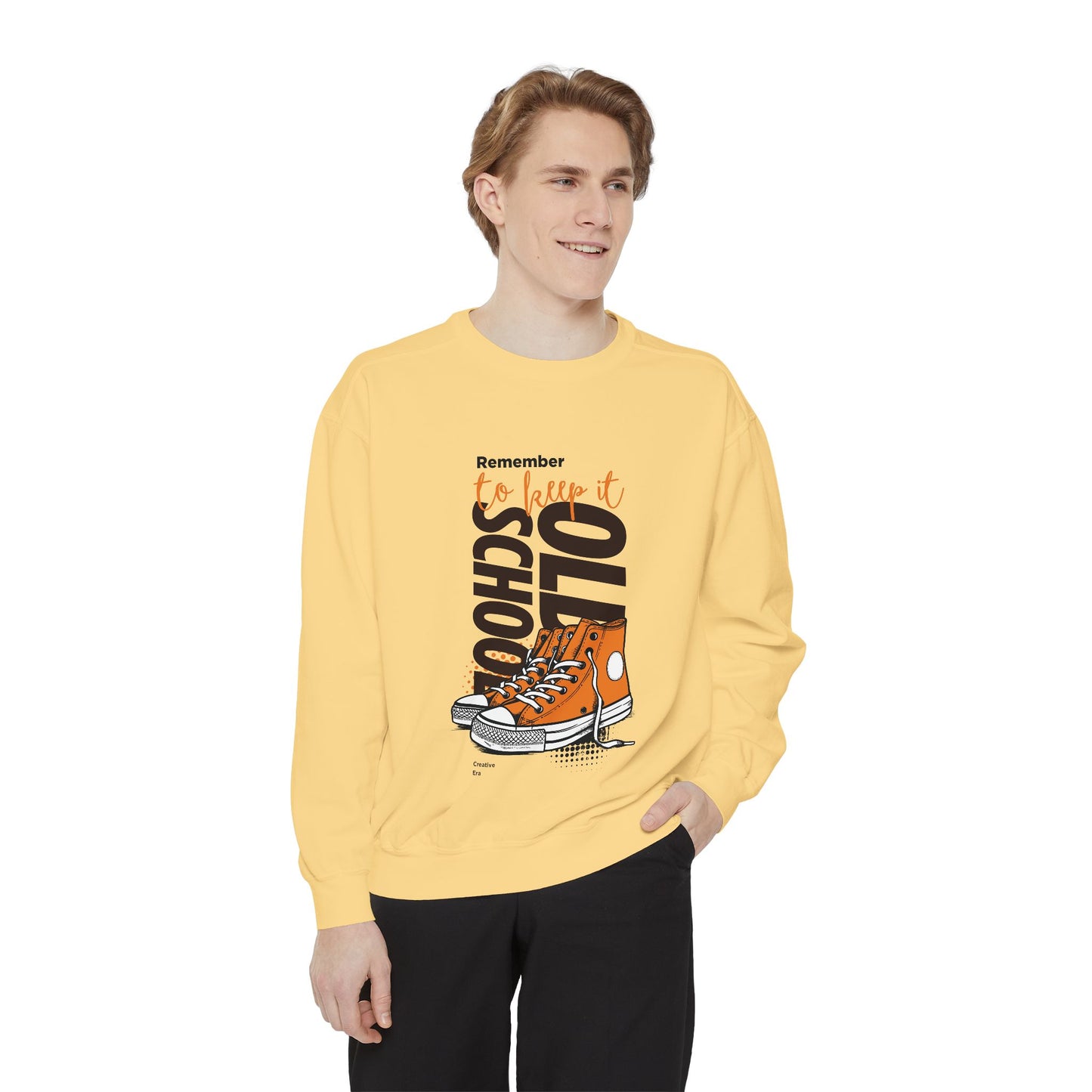 Retro Garment-Dyed Sweatshirt with Converse Design, Unisex Casual Wear, Cozy Fall Fashion, Gift for Friends, Remember to Keep it 110