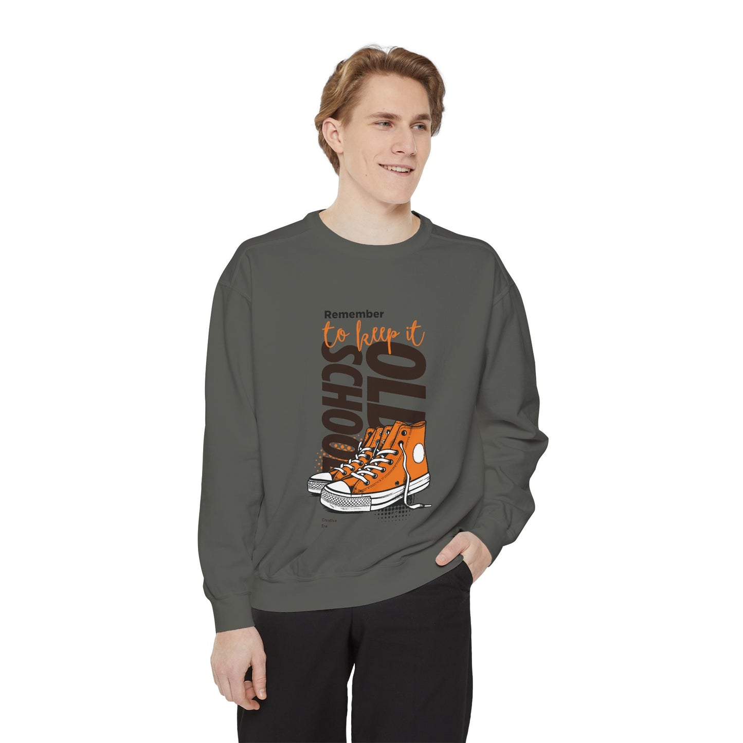 Retro Garment-Dyed Sweatshirt with Converse Design, Unisex Casual Wear, Cozy Fall Fashion, Gift for Friends, Remember to Keep it 110